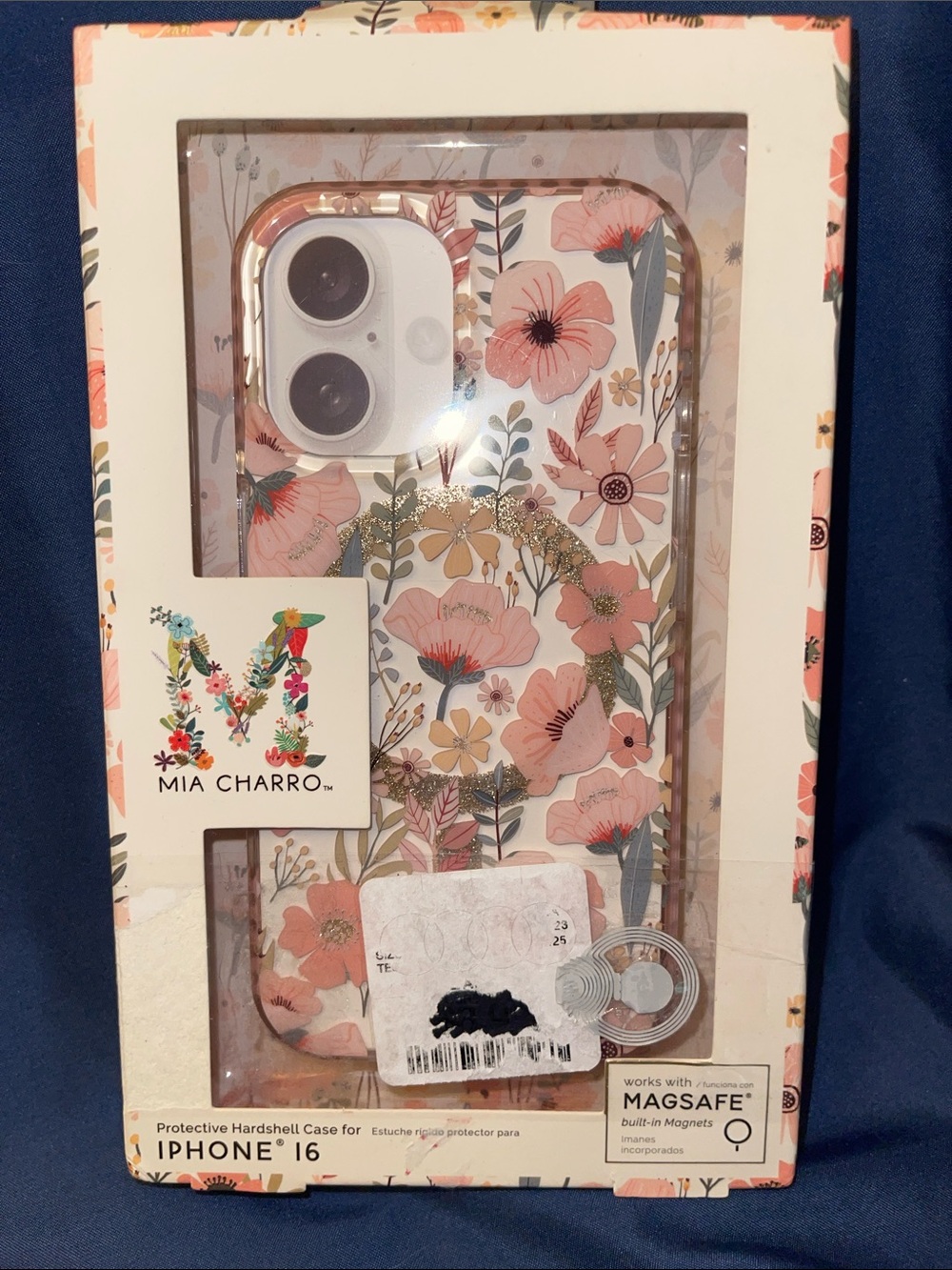 Mia Charro Pink Floral iPhone 16 Case with MagSafe Compatibility